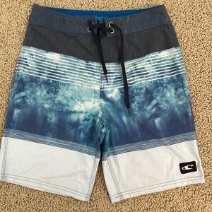 O'Neill Blue Tie-Dye Stripe Boys' Swim Trunks